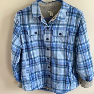 LL BEAN Women's Fleece-Lined Flannel Shirt, Snap-Front Plaid XSP